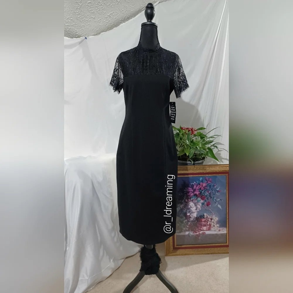 NWT Hyacinth House Tuckernuck Black Lace Agatha Midi Dress Size Small - Picture 2 of 10